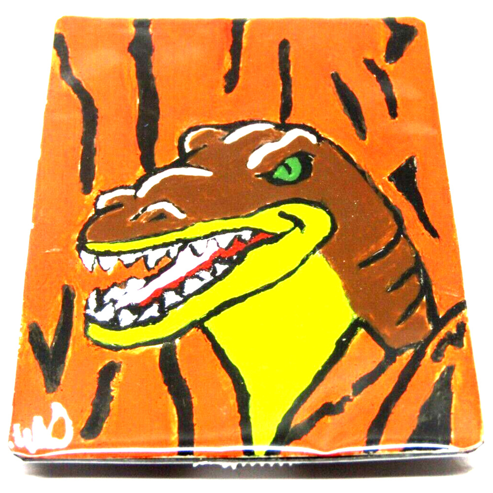 One of a Kind Raptor Dinosaur Magnet for Fridge Hand Painted and Unique